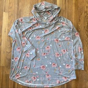 LulaRoe Amber. Gray Pink Floral. Hoodie.